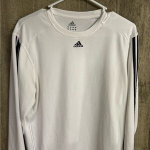 Adidas Men's White and Black Long Sleeve Tee